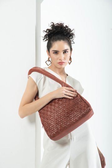 Nantes cross weave shoulder bag (Cognac)